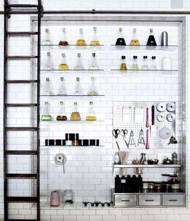 Pegboard - every organizer's fave vertical space method. Here it's being  used to organize t…