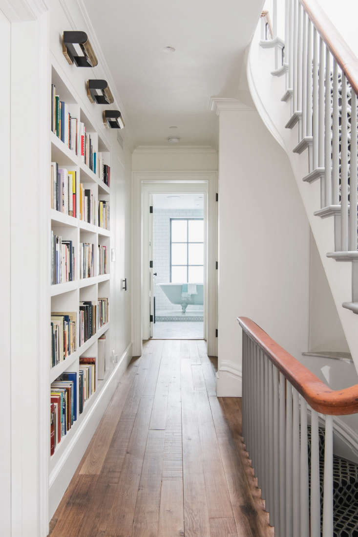 Narrow hallway online bookshelf